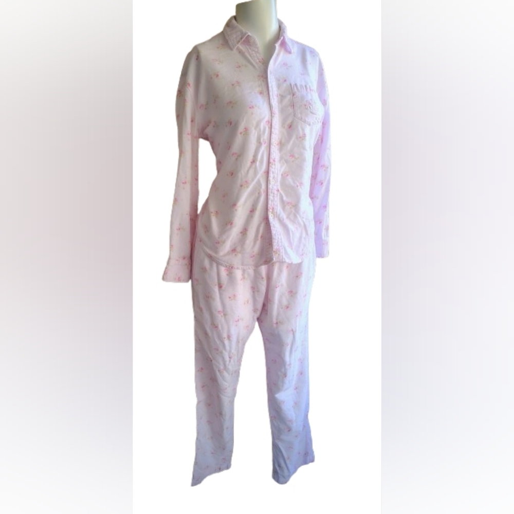 Lauren Ralph Lauren Pink Floral Flannel Pajama Set - Small - Picture 3 of 6